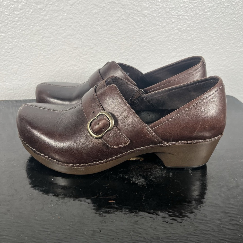 Dansko Shoes Womens 38 Tamara Slip On Clogs Brown Leather Buckle 4800457800